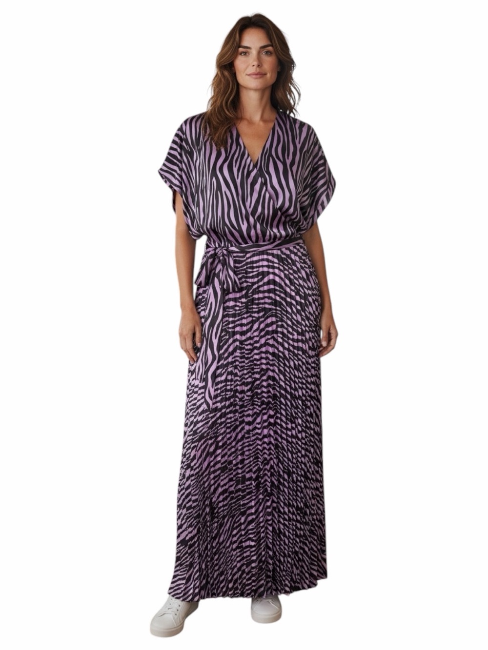 🦓💜NEW LOOK Purple Zebra-Print Wrap Maxi Dress. Size 6.